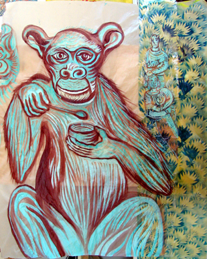 Detail, Monkey Totem Detail of wall installation of Flowebb